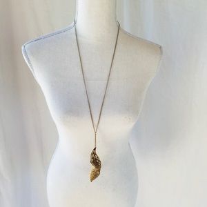 Long Gold Leaf Necklace